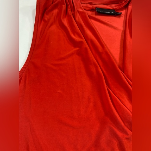 The Limited Wrap Shirt Orange Red Dressy Sleeveless Belted Shirt ~ Size S - Picture 6 of 10